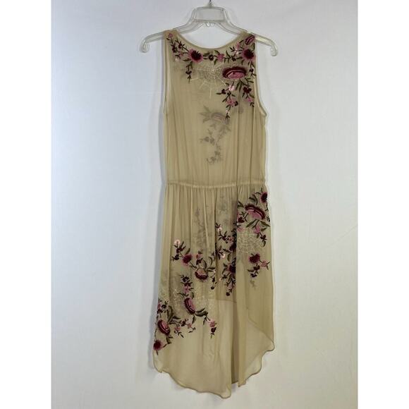 Rare Haute Hippie Embroidered Embellished Floral Silk Hi Low Dress S Fairy Boho - Picture 11 of 14